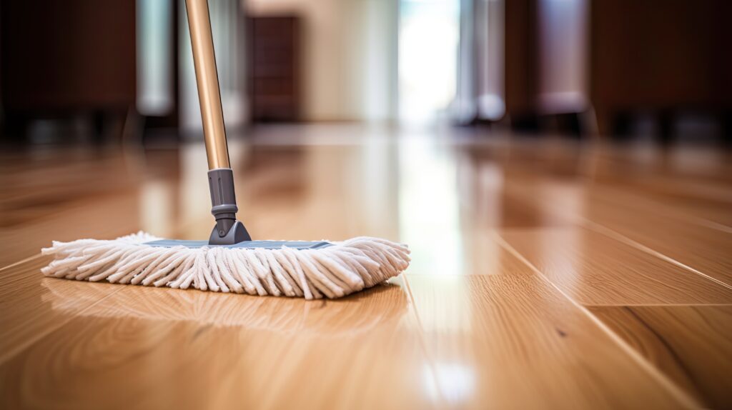 A mop on a wooden floor